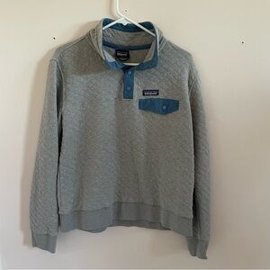 Patagonia Women’s Quilted Cotton Pullover Snap-T Jacket Gray & Blue Size M